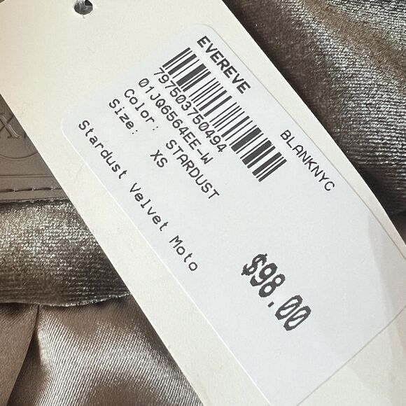 New Blank NYC Womens Size XS Stardust Velvet Moto Jacket Zip Up Cropped - Picture 7 of 11